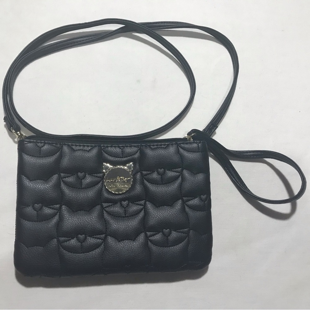 Luv Betsy By Betsey Johnson Crossbody Wristlet Purse Quilted Cat Design